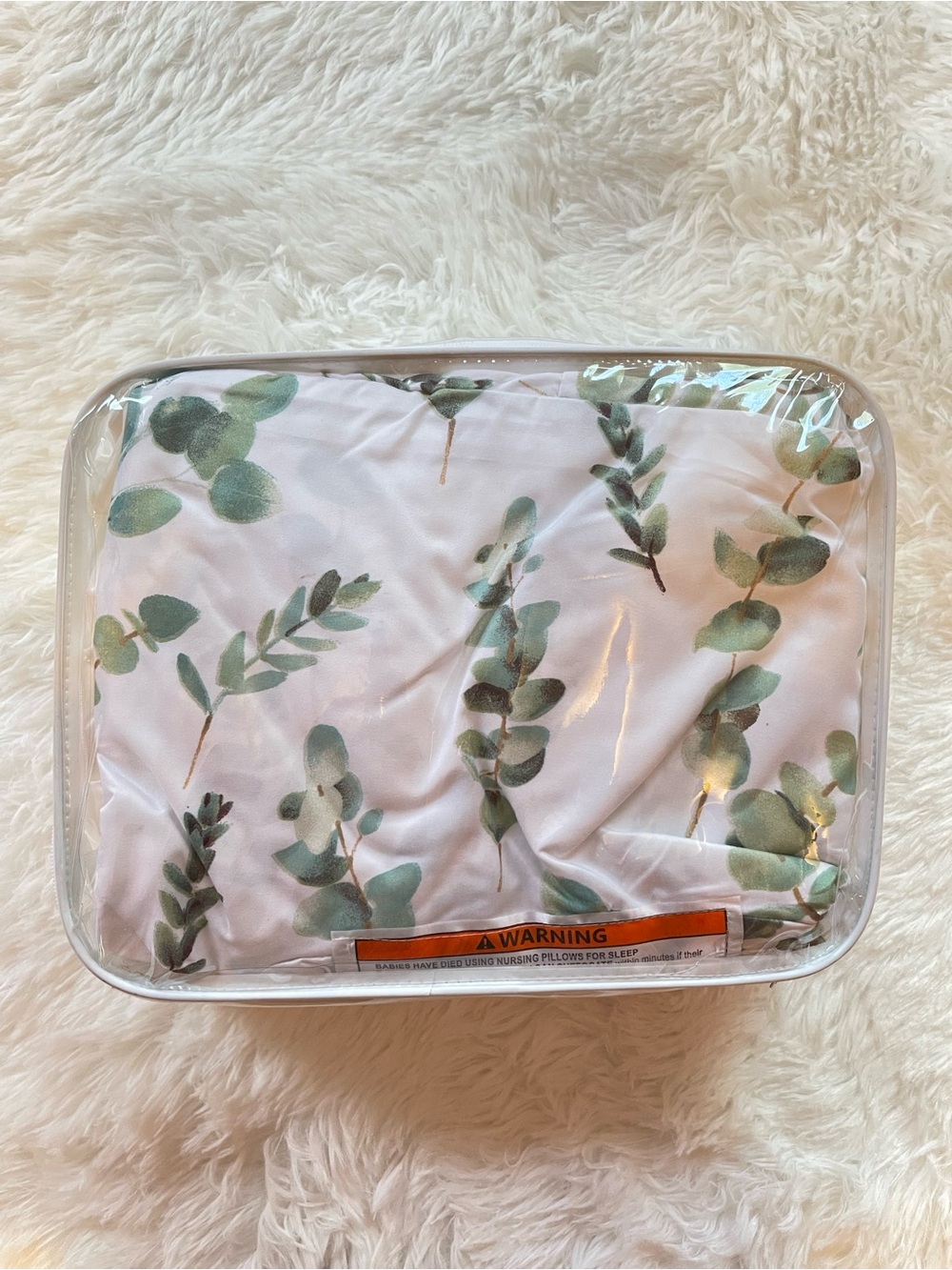 NWT nursing pillow green & white